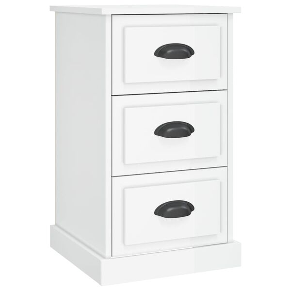 vidaXL Bedside Cabinet High gloss white Engineered wood Small