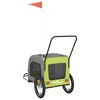 vidaXL Pet Bike Trailer Green and Grey Oxford fabric, Iron, PVC