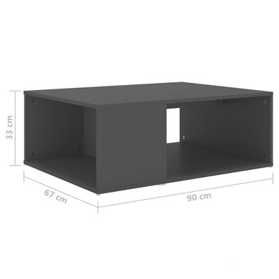 vidaXL Coffee Table Gray 35.4"x26.4"x13" Engineered Wood