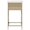 vidaXL Garden Bar Stool Beige PE rattan, Powder-coated steel, Polyester