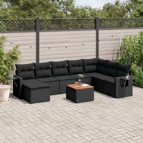 vidaXL Garden Sofa Set Black