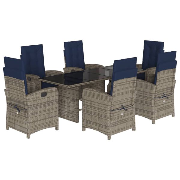 vidaXL Garden Dining Set Light grey, navy blue