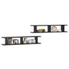 vidaXL Wall Shelf Set of 2 Black Engineered wood Wall Shelf