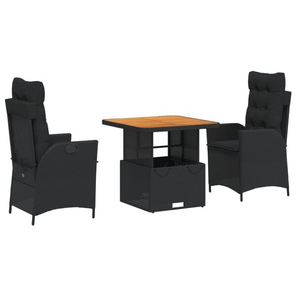 vidaXL Garden Dining Set Black and Brown