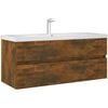 vidaXL Sink Cabinet Smoked oak Engineered wood 39.4 in Sink Cabinet