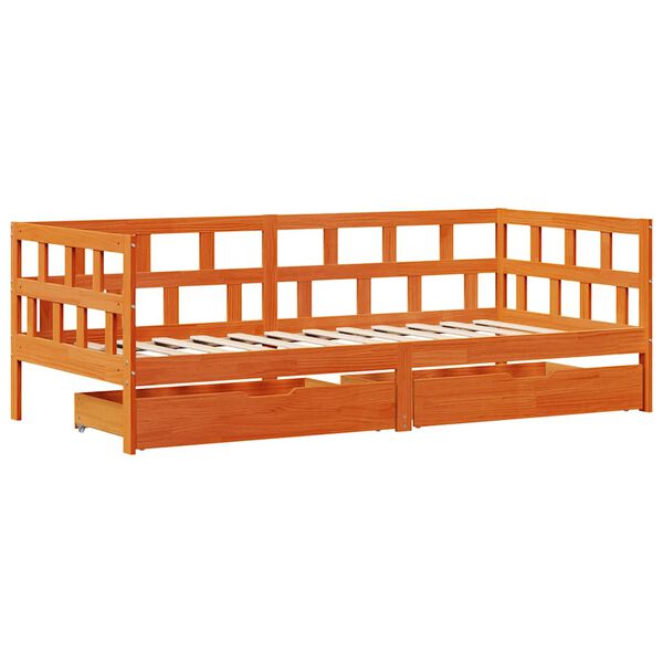 vidaXL Daybed Wax Brown Solid Pine Wood 35.4 x 78.7 in Daybed