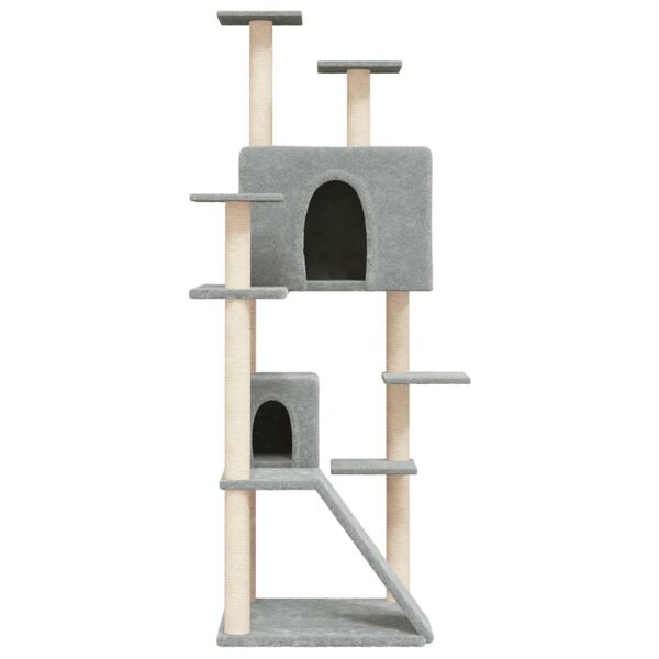 vidaXL Cat Tree Light Grey Engineered Wood, Plush, Sisal One Size