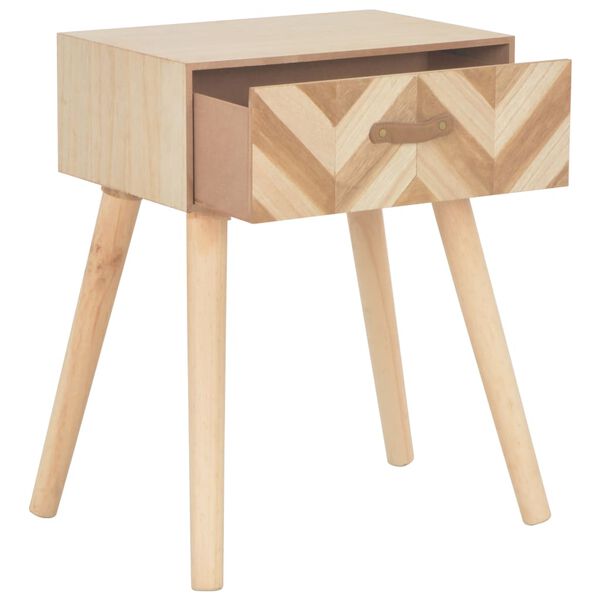vidaXL Bedside Cabinet Natural Wood Solid Paulownia wood, Solid Pine wood