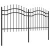 vidaXL Garden Fence with Spear Top Black 94.5x39.4" Powder-coated Steel