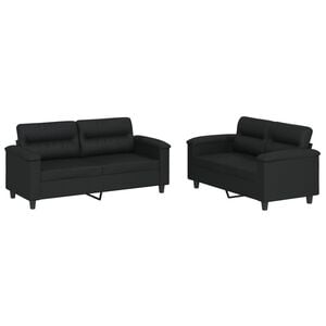 vidaXL Sofa Set Black Faux leather, metal, textilene, plywood