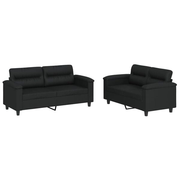 vidaXL Sofa Set Black Faux leather, metal, textilene, plywood
