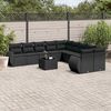 vidaXL Garden Sofa Set Black PE Rattan, Powder-Coated Steel, Tempered Glass