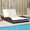 vidaXL Patio Sun Lounger Brown with cream cushions