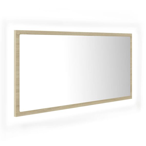 vidaXL Mirror Sonoma oak Engineered wood, acrylic 35.4x3.3x14.6 in