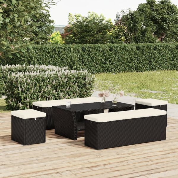vidaXL Ottoman Black and Cream White