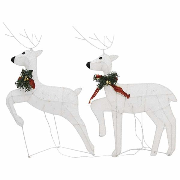 vidaXL Christmas Reindeer Set of 2 White Mesh Medium Decorative Inlays