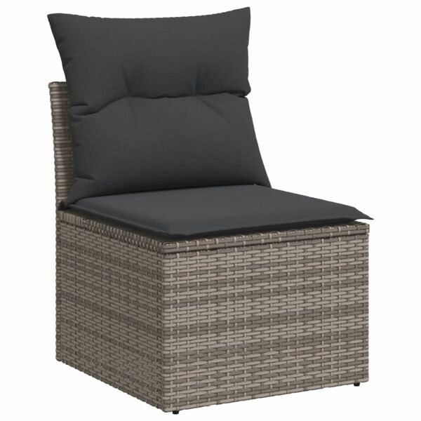vidaXL Garden Sofa Set Grey PE rattan 5-Piece Set Modular