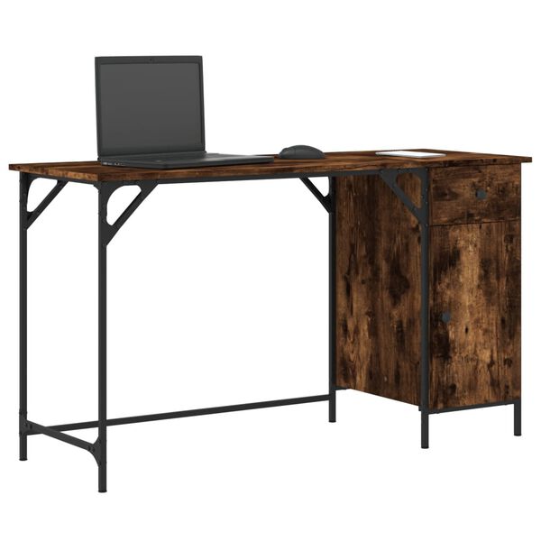 vidaXL Computer Desk Smoked oak Engineered wood, metal 51.6x18.9x29.5 in