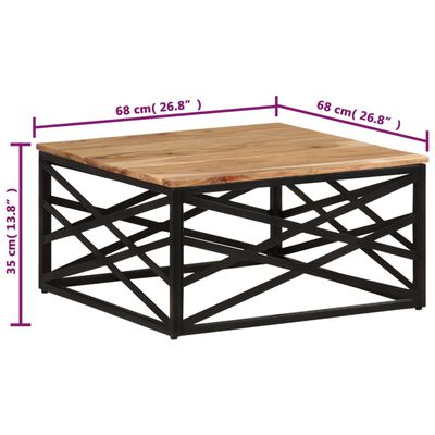vidaXL Coffee Table 26.8"x26.8"x13.8" Solid Acacia Wood