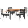 vidaXL Garden Dining Set Black PE Rattan 5 piece set
