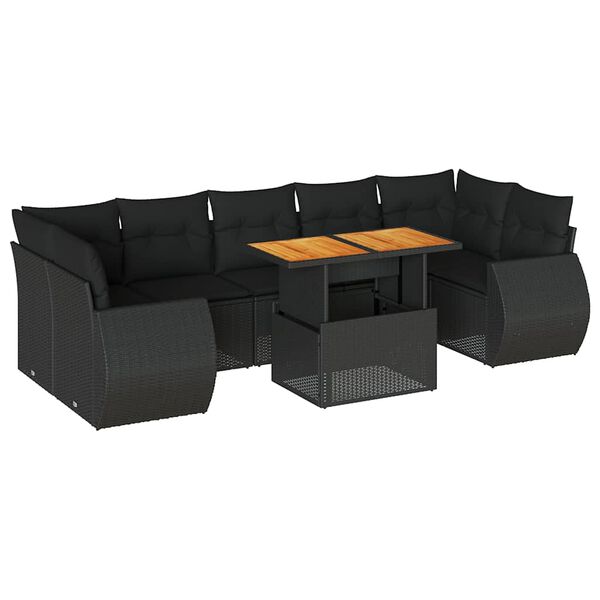 vidaXL Garden Sofa Set Black