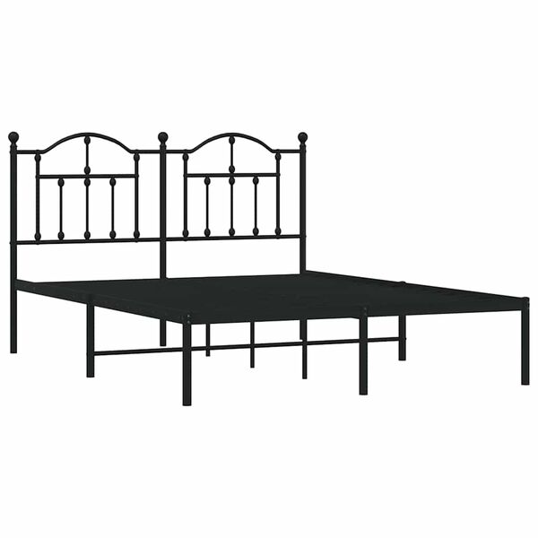 vidaXL Bed Frame Black Powder-Coated Steel King Size Bed Frame