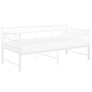 vidaXL Sofa Bed Frame White Powder-coated metal Standard Single