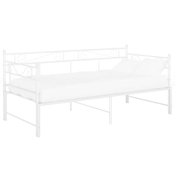 vidaXL Sofa Bed Frame White Powder-coated metal Standard Single