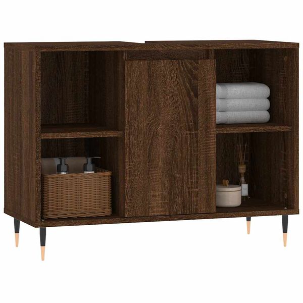 vidaXL Bathroom Cabinet Brown Oak Engineered Wood Medium
