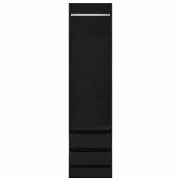 vidaXL Wardrobe with Drawers Black 19.7"x19.7"x78.7" Engineered Wood