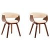 vidaXL Dining Chair Set of 2 Cream and Brown Faux Leather, Bent Wood