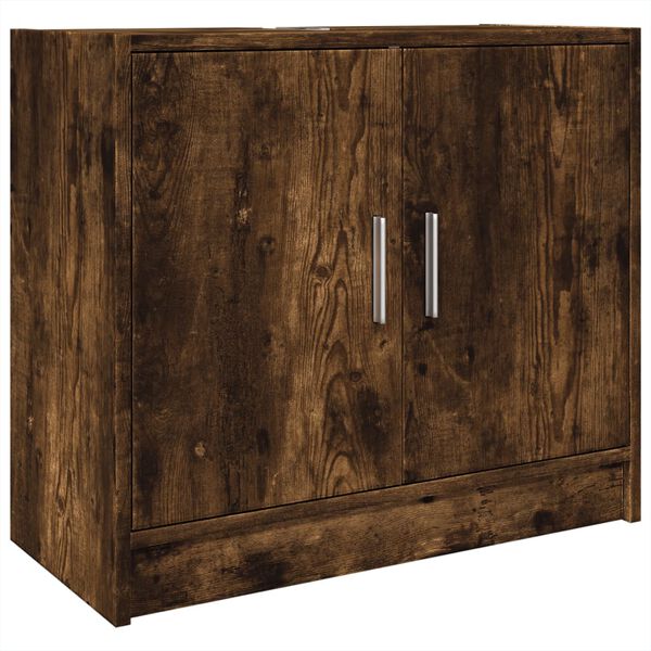 vidaXL Sink Cabinet Smoked Oak Engineered wood 24.8x11.4x21.7 in Modern