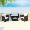 vidaXL Garden Sofa Set Brown, Cream White