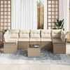 vidaXL Garden Sofa Set with Cushion 8 pcs Beige Poly Rattan