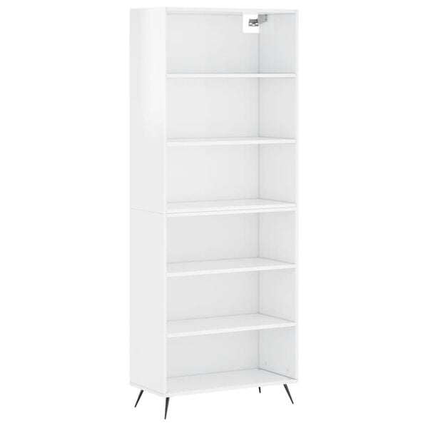 vidaXL Highboard High Gloss White 27.4x12.8x70.9" Engineered Wood