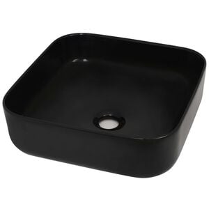 vidaXL Basin Ceramic Square Black 15.0x15.0x5.3"