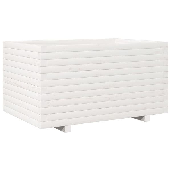 vidaXL Garden Planter White Solid Pine Wood 35.4x23.6x19.5 in