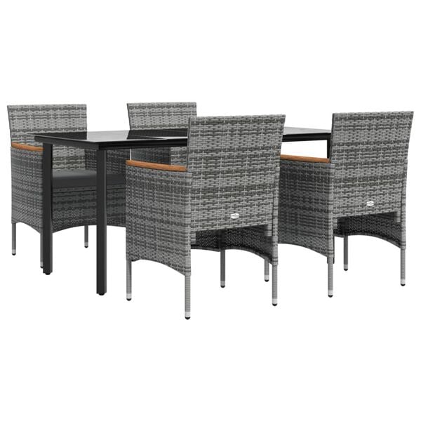 vidaXL Garden Dining Set Grey and Black