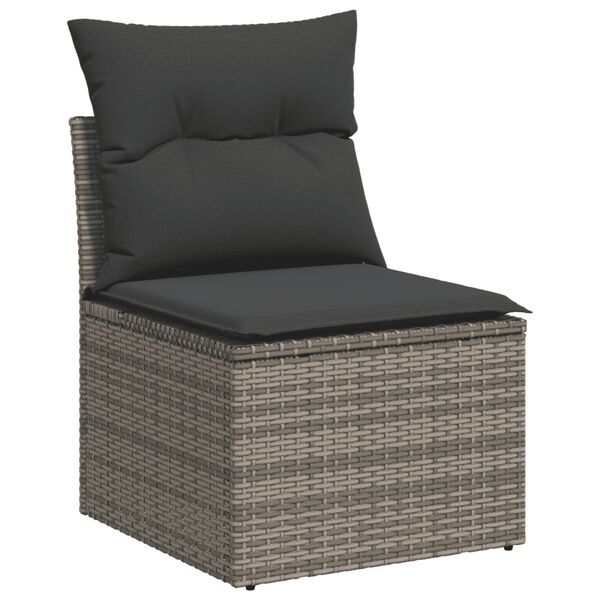 vidaXL Garden Sofa Set Gray PE rattan, steel, polyester, solid acacia wood