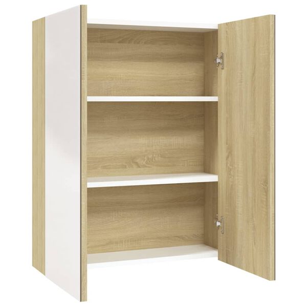 vidaXL Mirror Cabinet White and Oak MDF with melamine surface and glass