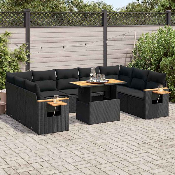 vidaXL Garden Sofa Set Black