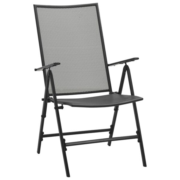 vidaXL Garden Chair Set Anthracite Powder-coated steel Large Foldable