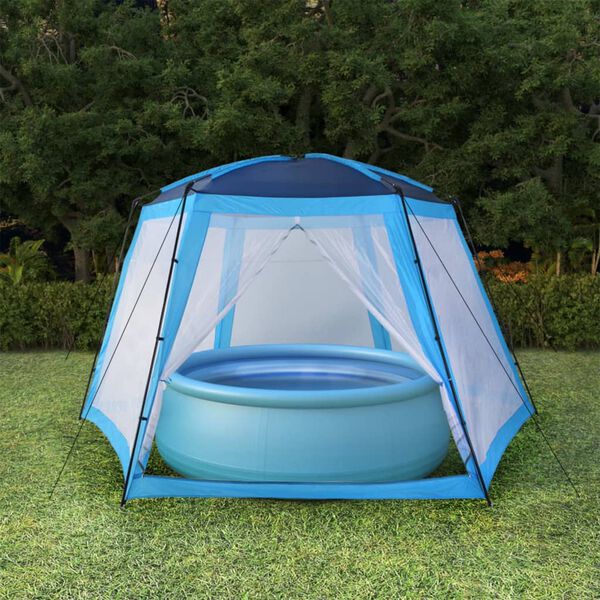vidaXL Pool Tent Blue Polyester fabric with PA coating Large Collapsible