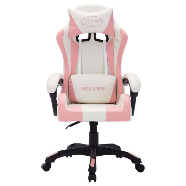 vidaXL Racing Chair Pink and Black 80% PVC, 15% Polyester, 5% Cotton