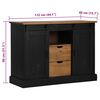 vidaXL Sideboard Black Solid Pine Wood and Metal Medium Sideboard