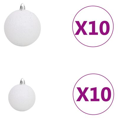 vidaXL 120 Piece Christmas Ball Set with Peak and 300 LEDs White&Gey