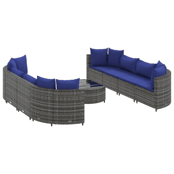 vidaXL Patio Sofa Set Set of 8 Grey