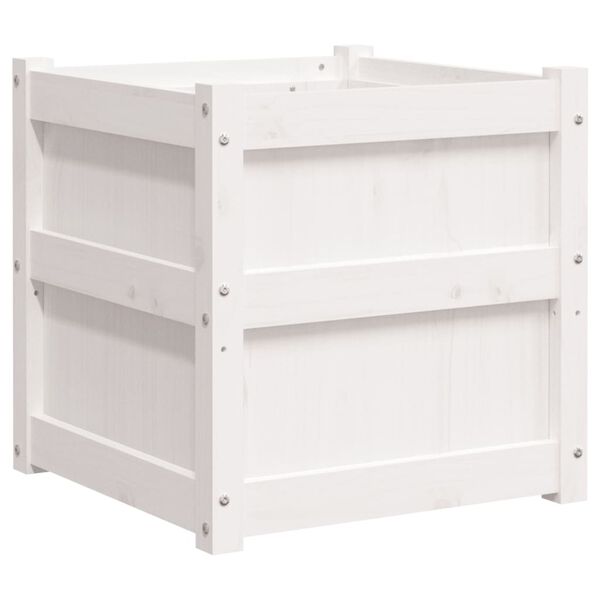 vidaXL Garden Planter White Solid pine wood 19.7x19.7x19.7 in