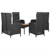 vidaXL Garden Dining Set Black Poly Rattan Large Adjustable Armrests