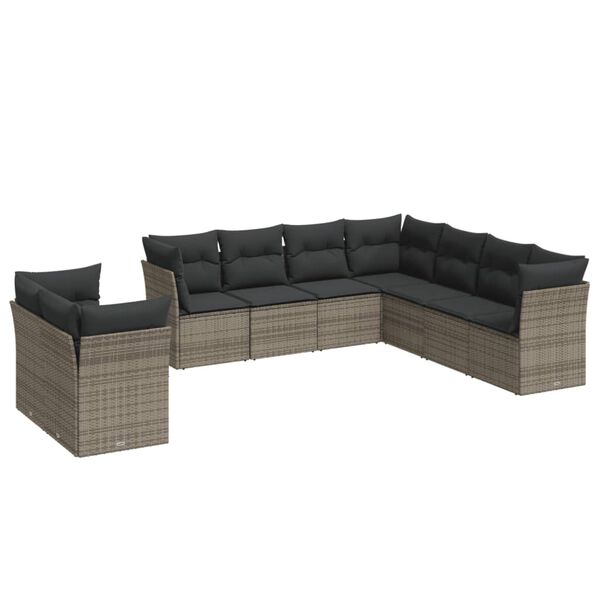 vidaXL Garden Sofa Set Grey PE rattan Large Modular Garden Sofa Set